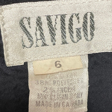 Savigo Women's Black Tie Waist Peplum Long Sleeve Button Down Shirt Top Size 6