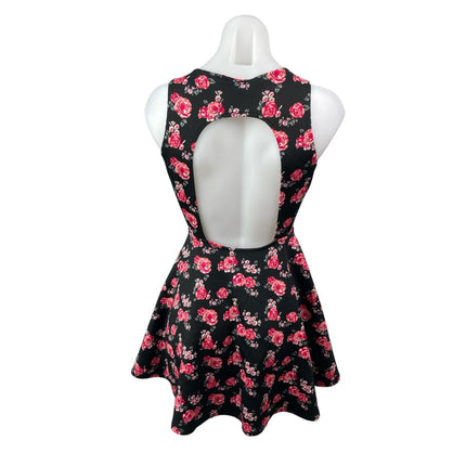 Forever 21 Women's Floral Sleeveless Open Back Mini Skater Flare A-Line Dress M