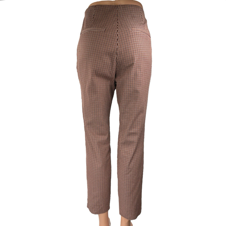 A New Day Women's Brown Plaid Checkered High Waisted Straight Trousers Pants 8