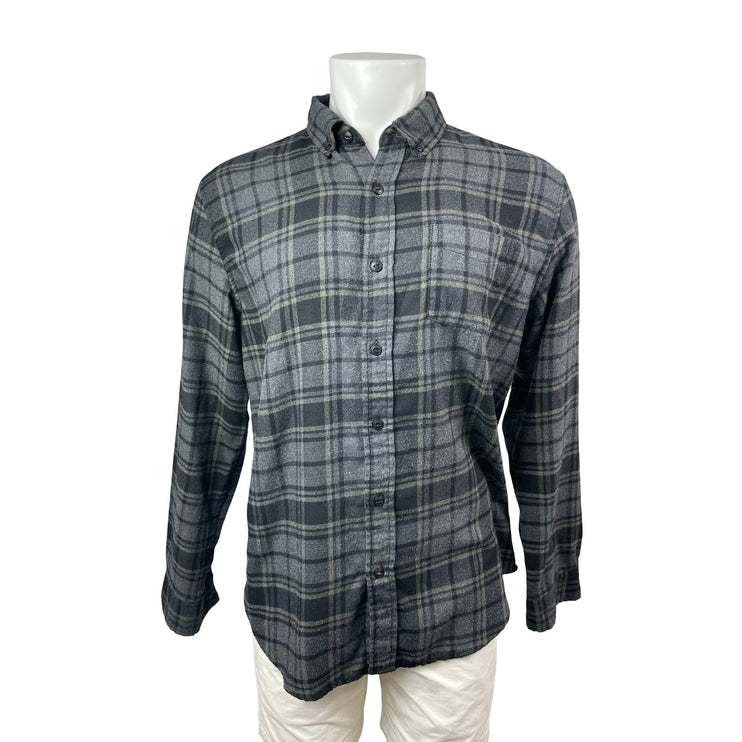 Weatherproof Men's Gray Plaid Check Collared Long Sleeve Button Down Shirt Top L