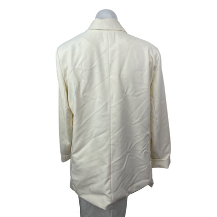 Love Tree White Open Front Long Sleeve Classic Boyfriend Blazer Coat Jacket XL