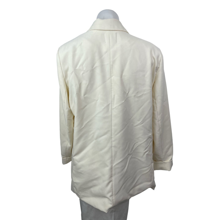 Love Tree White Open Front Long Sleeve Classic Boyfriend Blazer Coat Jacket XL