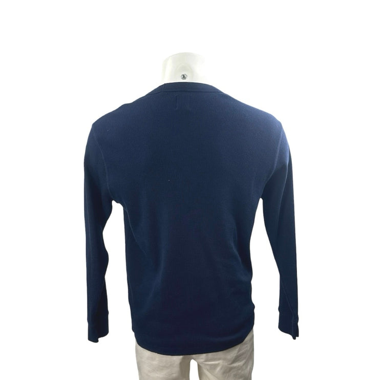 Gap Men's Navy Blue Waffle Knit Crew Neck Long Sleeve T Shirt Tee Top Size M
