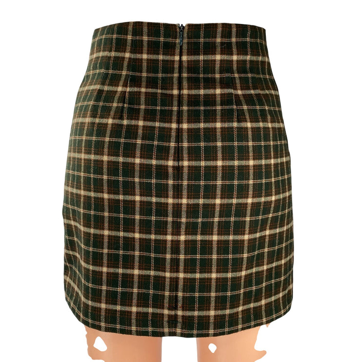 Brandy Melville X John Galt Cara Womens Plaid Check Mini Straight Pencil Skirt S