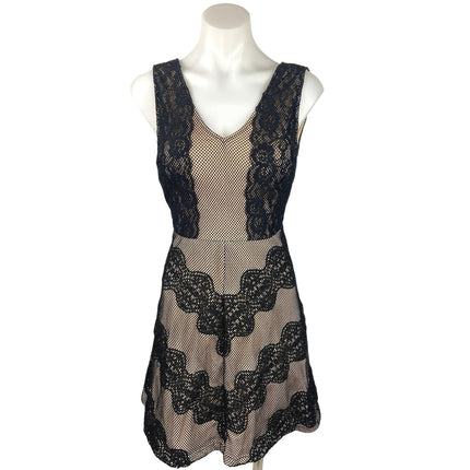 Miami Francesca's Collection Black Tan Lace Mesh Sleeveless A Line Min Brie Miami Francesca's Collection Black Tan Lace Mesh Sleeveless A Line Min Brie