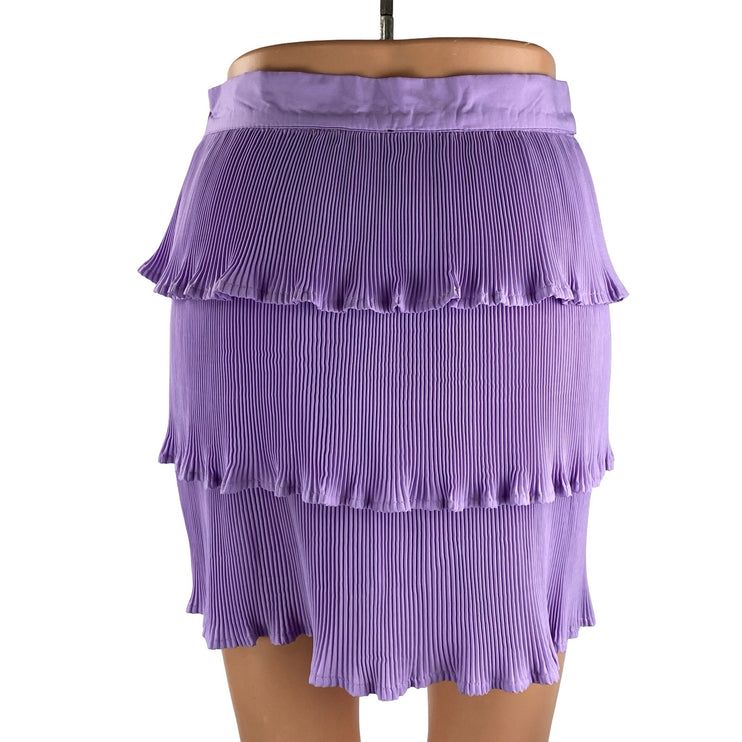 PRETTYLITTLETHING Lilac Plisse Tiered Pleated Ruffle Mini Flared A-Line Skirt 2