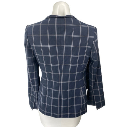 Banana Republic Women's Blue Plaid Checkered Flare Sleeve Blazer Coat Jacket 0
