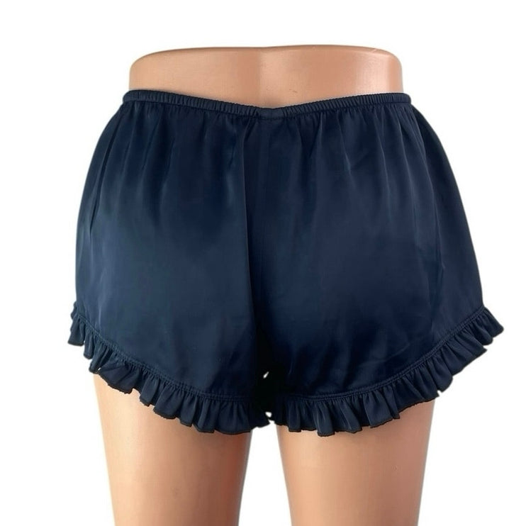 Brandy Melville Poppy Womens Navy Blue Ruffle Hem Elastic Waist Mini Shorts XS/S