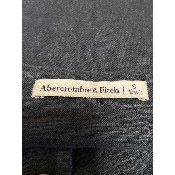 Abercrombie & Fitch Black Linen V Neck Sleeveless Button Up Vest Tank Top Size S