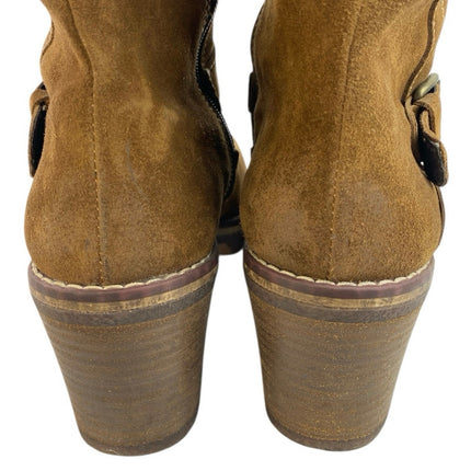 Manas Women's Brown Suede Leather Sherpa Buckle Winter Snow Boots Size 38 US 7.5