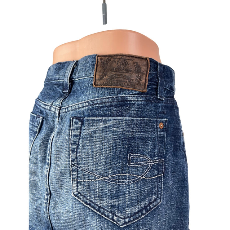 Chip & Pepper Women's Blue Medium Wash Raw Hem Frayed Mini Denim Jean Skirt 26