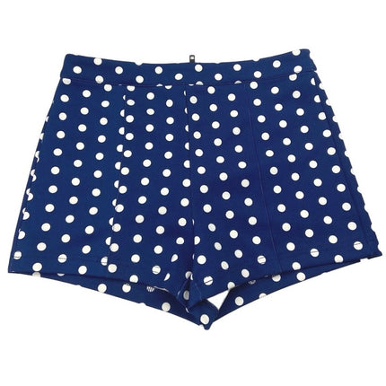 Forever 21 Blue Polka Dots High Rise Back Zipper Stretch Casual Walk Shorts Sz S