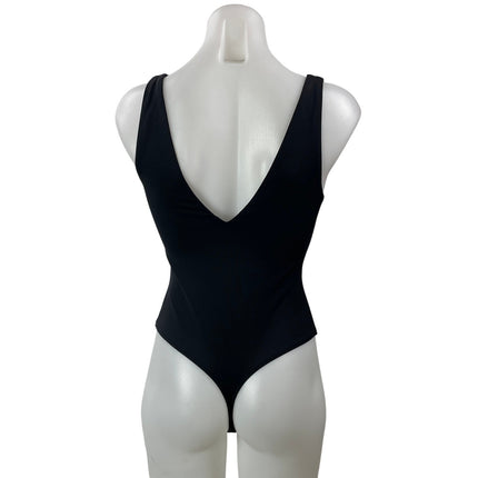 Aritzia Babaton Contour Women's Black Sleeveless Plunging V-neck Bodysuit Top S