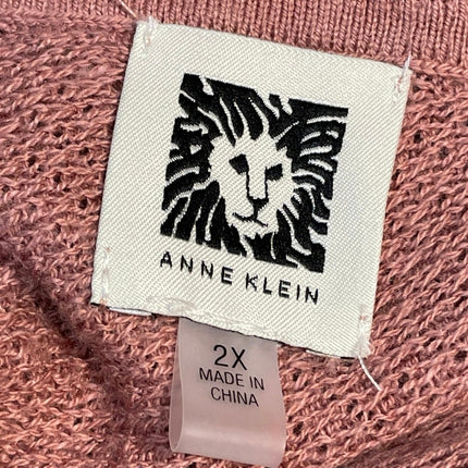 Anne Klein Pink Ribbed Knit Dolman Sleeve Loose Pullover Sweater Top Size 2XL