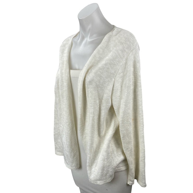 Avalin Womens White Long Sleeve Relaxed Shrug Open Front Cardigan Sweater Top OS