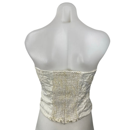 Reformation Giorgia Women's White Floral Sleeveless Bandeau Crop Corset Top Sz 4