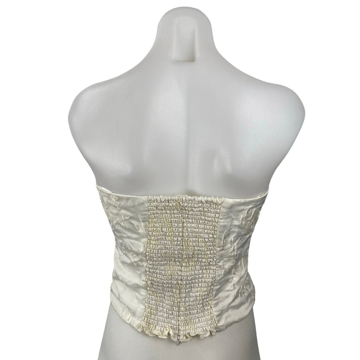 Reformation Giorgia Women's White Floral Sleeveless Bandeau Crop Corset Top Sz 4