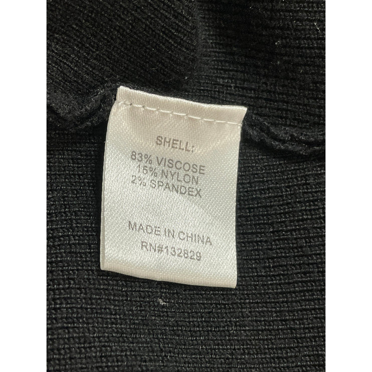 Majorelle Hailey Black Tie Front Cutout Ribbed Knit Long Sleeve Sweater Top Sz M