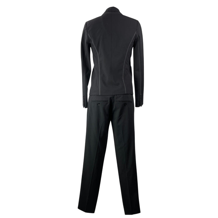 Vince Women's Black Wool Long Sleeve V Neck Blazer Trousers Suit Set Size 2