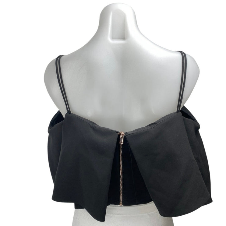 Topshop Black Sleeveless Layered Cami Camisole Tank Blouse Crop Top Size M