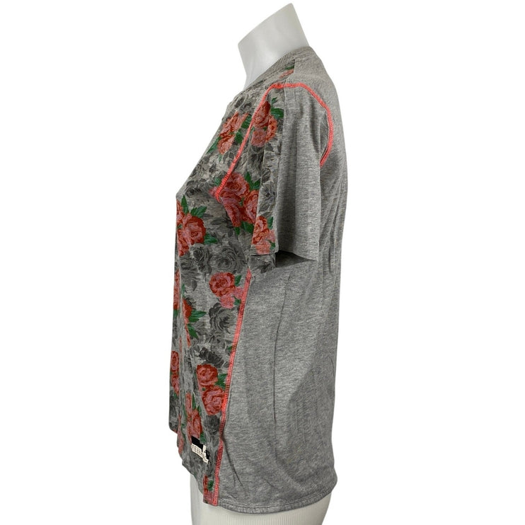 Adidas Stella Sport Gray Floral Short Sleeve Crew Neck T Shirt Tee Top Size S