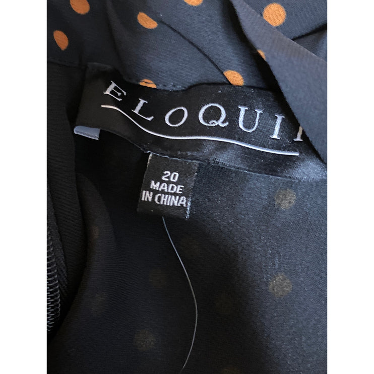 NEW Eloquii Black Polka Dots Sleeveless Mock Neck Asymmetric Midi Dress Size 20