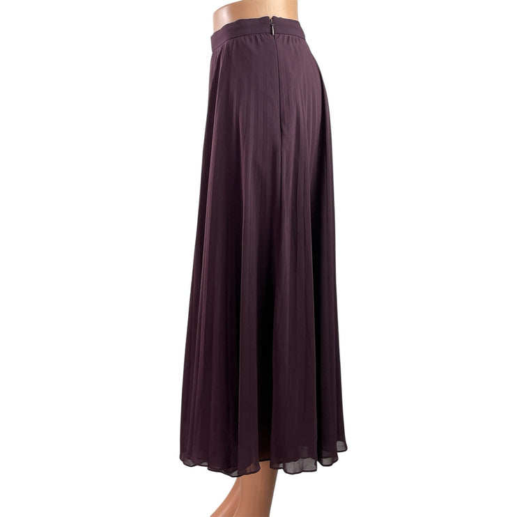 Club Monaco Purple High Rise Elastic Waist Pleated A Line Midi Skirt Size S