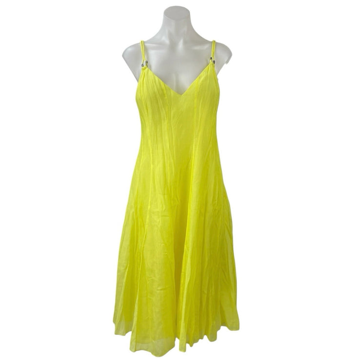 Zara Women's Yellow Sleeveless V-neck Cami Camisole Maxi Tank A-line Dress Sz S