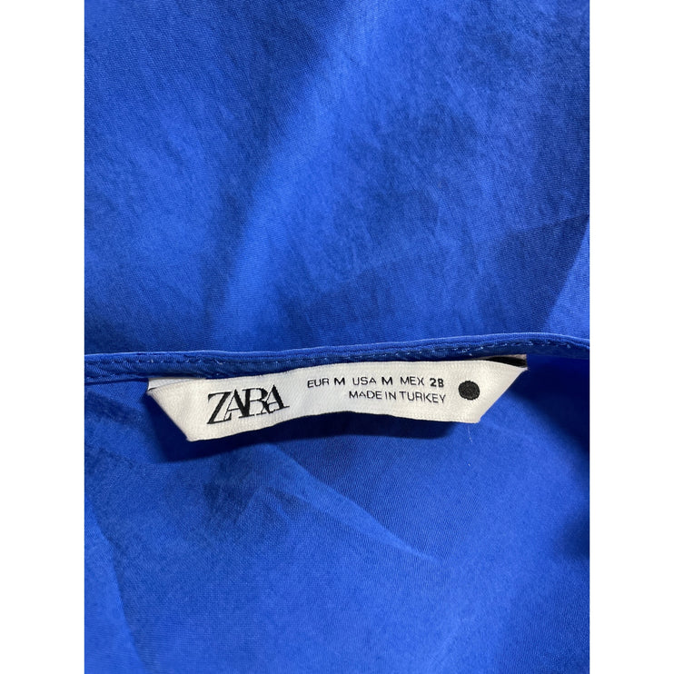 Zara Cobalt Blue Sleeveless V Neck Cami Tank Ruched Backless Maxi Dress Size M