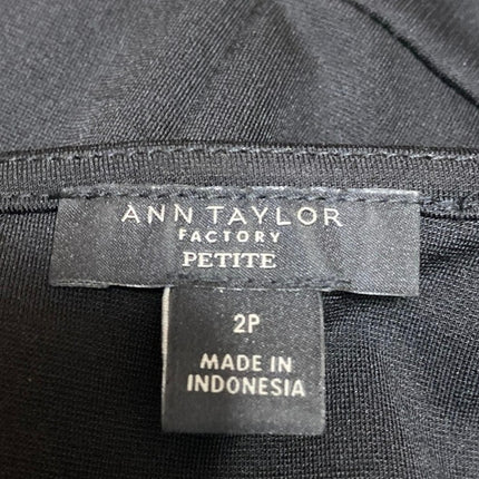 Ann Taylor Women's Black Boat Neck Short Sleeve Mini Sheath Dress Size 2 Petite