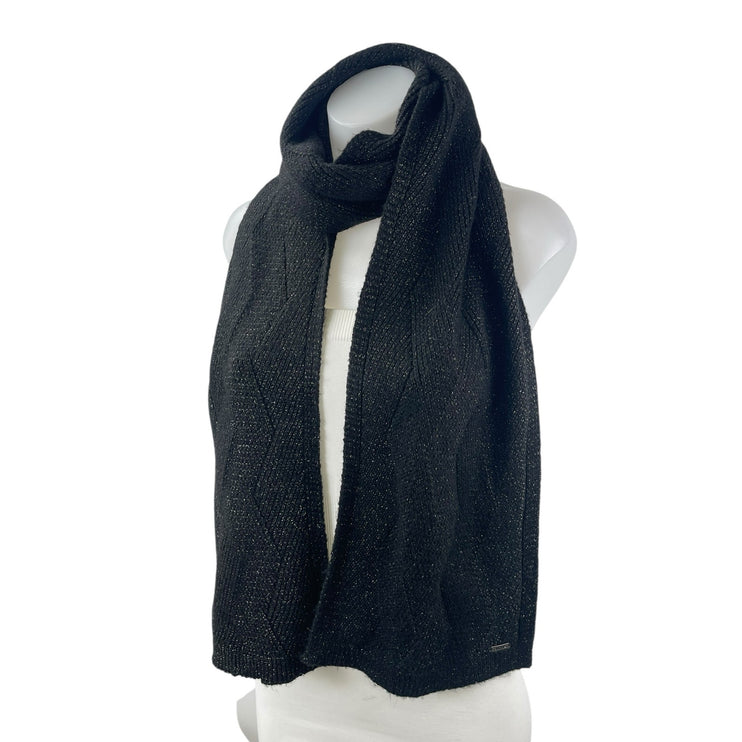 Calvin Klein Black Metallic Knit Winter Snow Shawl Wrap Neck Scarf One Size