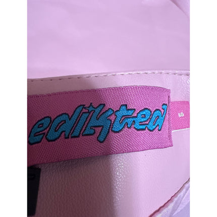 NEW Edikted Pink Low Waist Zip Faux Leather Vegan Straight Mini Skirt Size S