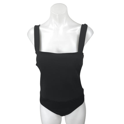 Lulus Black Sleeveless Square Neck Stretch Cami Camisole Tank Bodysuit Top Sz M