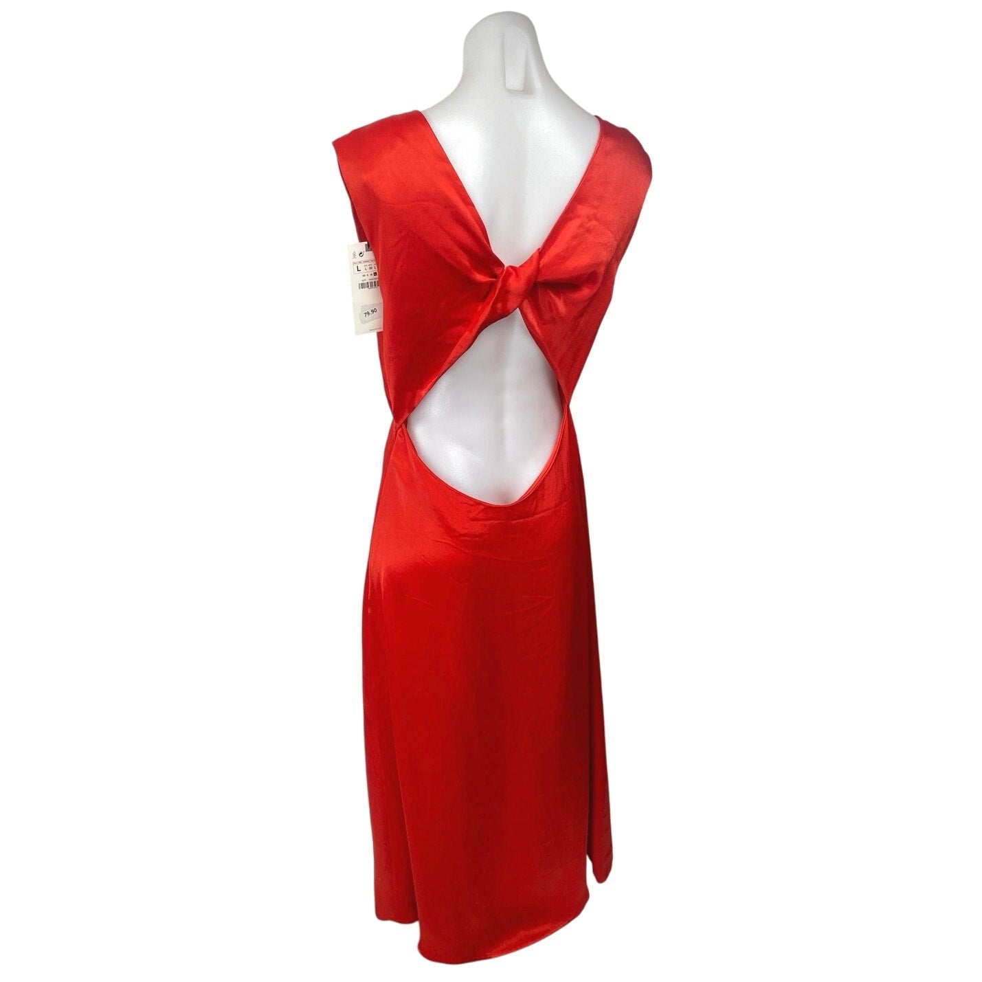 open lace back dress NEW Zara Red Satin Silk Sleeveless Deep V Neck Slit Cutout Back Maxi D –  Brie