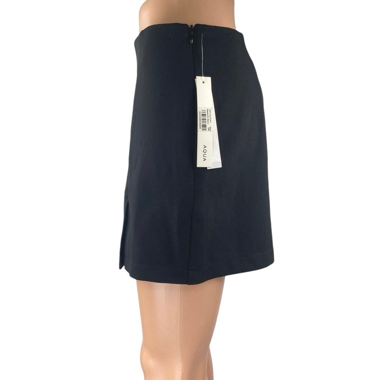 NEW Aqua Women's Black High Waisted Side Slit Casual Mini Skort Skirt Size 2