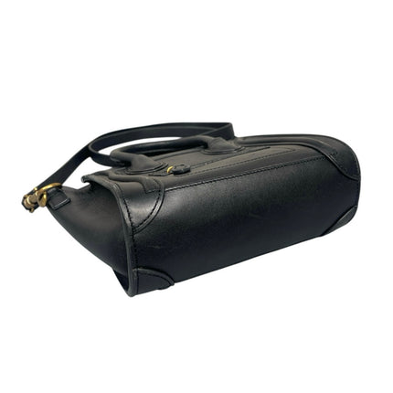 Celine Nano Luggage Black Leather Wing-Side Mini Handheld Crossbody Handbag