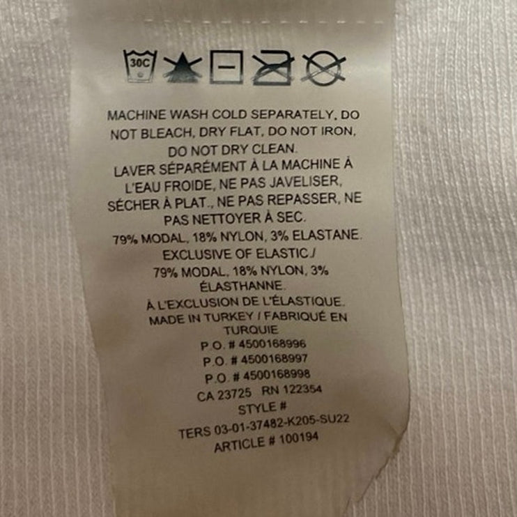 Aritzia TNA Women's White Knit Shorts Sleeve Crew Neck Crop Tee T-Shirt Top Sz M