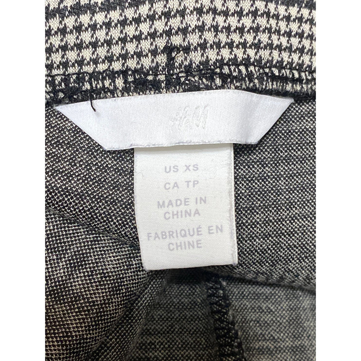 H&M Women's Black White Houndstooth High Rise Wide Leg Trousers Pants Size XS
