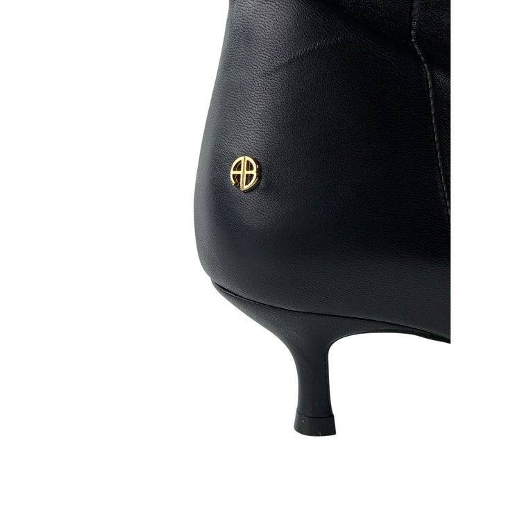 Anine Bing Zoe Women's Black Leather Buckle Pointed Toe Zip Up Ankle Boots 7.5