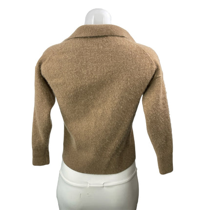 Quince 100% Mongolian Cashmere Tan Long Sleeves Collared Polo Sweater Top Sz M