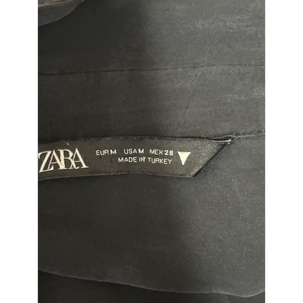 Zara Women's Black Relaxed Oversized Long Sleeve Button Up Shirt Tunic Top Sz M