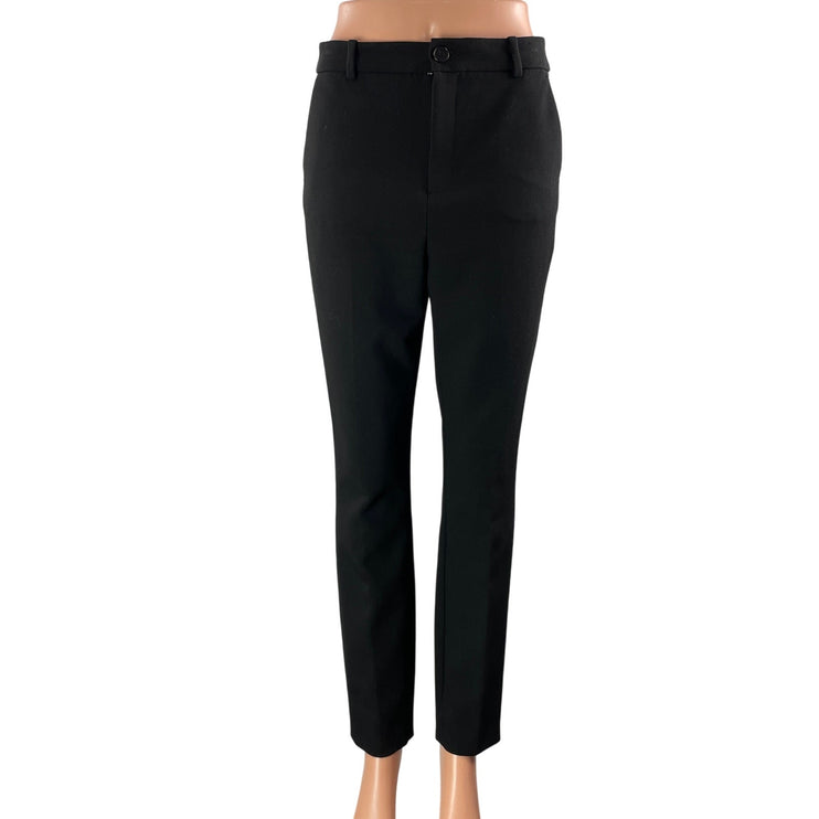 Zara Women's Black High Waisted Career Slim Straight Trousers Pants Size 4
