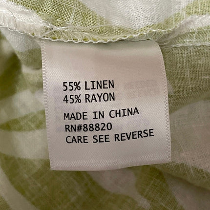 Christian Siriano Green White Linen Blend Sleeveless Tie Front Crop Tank Top L