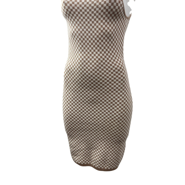 Abercrombie & Fitch Women's Beige Gingham Check Tank Mini Bodycon Dress Size S