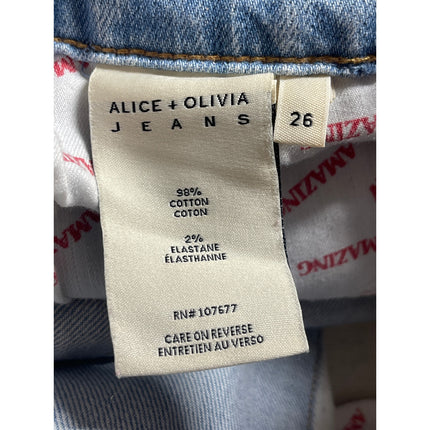 Alice + Olivia White Blue Colorblock Two-tone Asymmetrical Denim Jeans Skirt 26