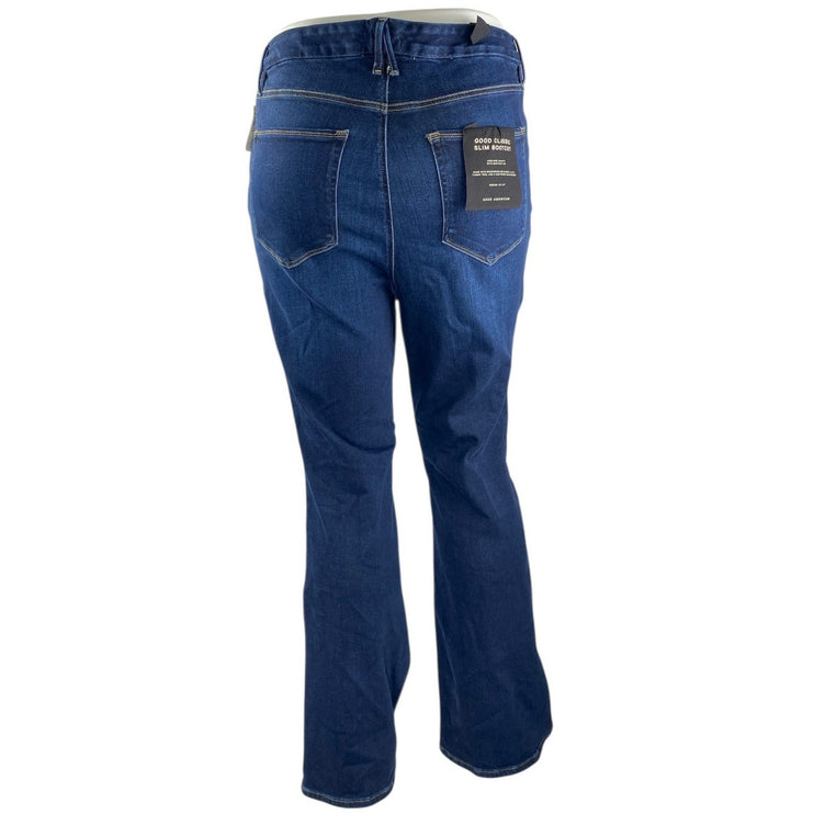 NEW Good American High Waisted Dark Wash Flared Bootcut Denim Jeans Pants Sz 20