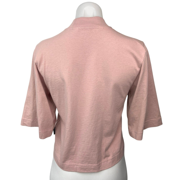 Palm Angels Women's Pink Mountains Panorama Mock Neck Boxy T Shirt Tee Top Sz XS