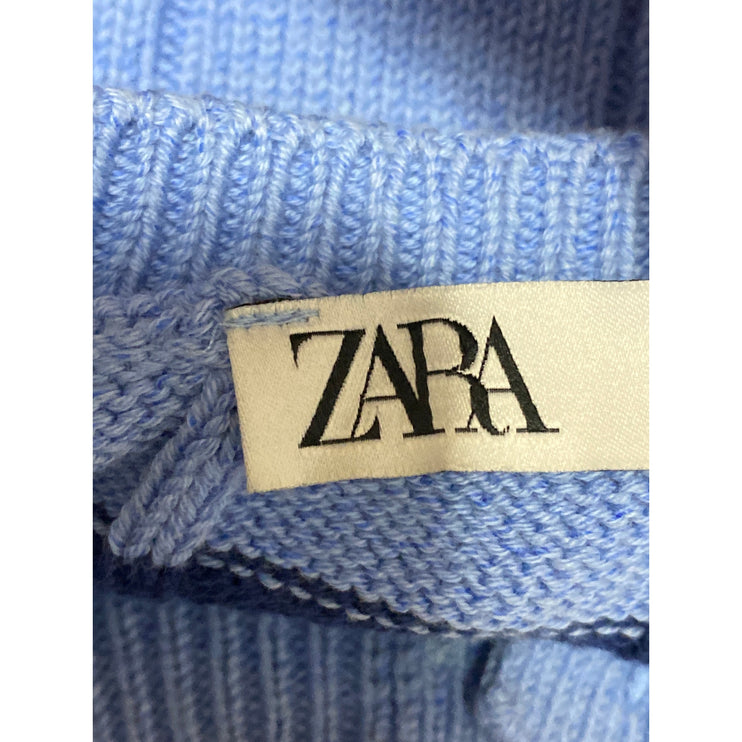 Zara Women's Blue Stripe Cable Knit Sleeveless Button Up Tank Sweater Vest Top S