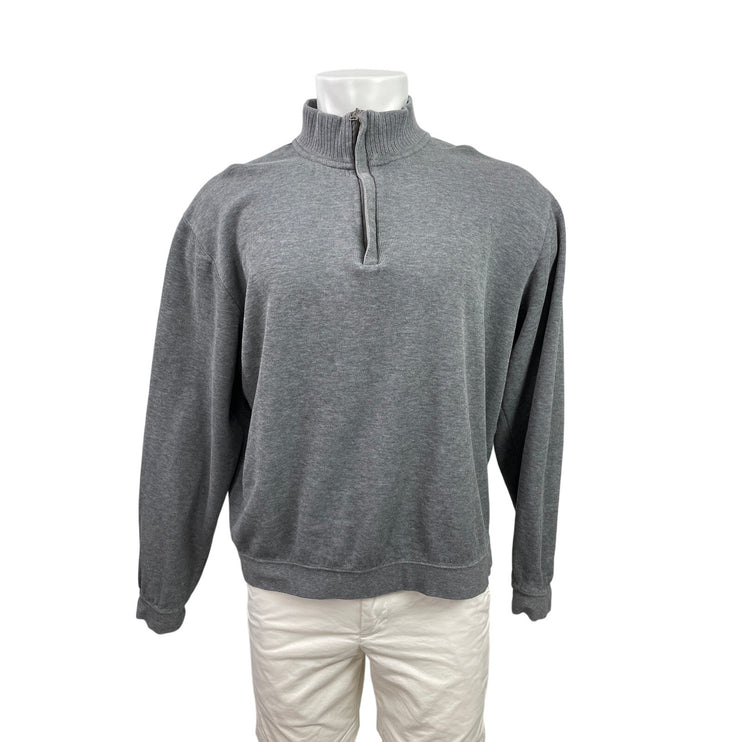 Cutter & Buck Men's Gray Knit 1/4 Zip Long Sleeve Mock Neck Sweatshirt Sweater L
