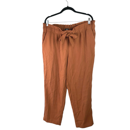 Ann Taylor LOFT Women's Rust Brown Belted Paperbag Cropped Trousers Pants Size L
